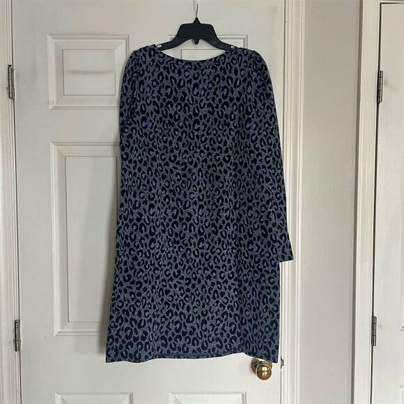 Talbots Petite Leopard Print Knee Length Dress Blue Size L Casual - Picture 6 of 6